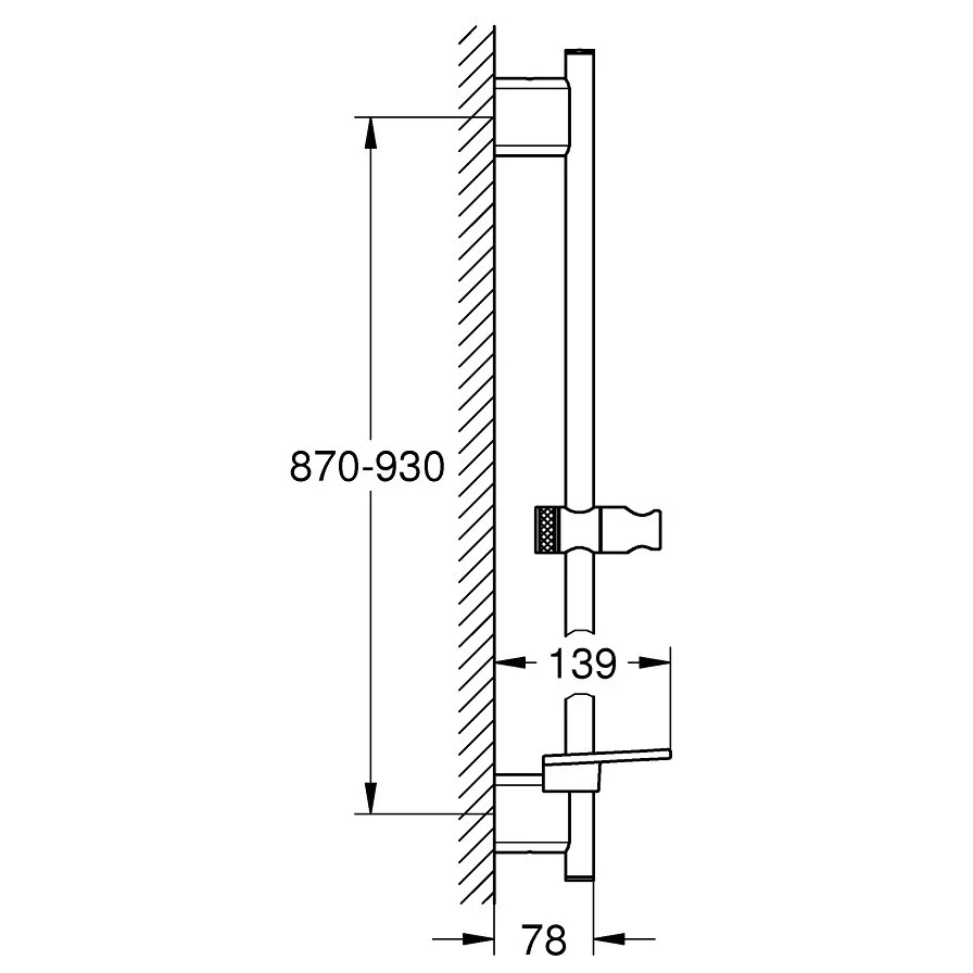 Grohe Rainshower SmartActive Bara de dus 90 cm si savoniera, nichel mat (brushed nickel)
