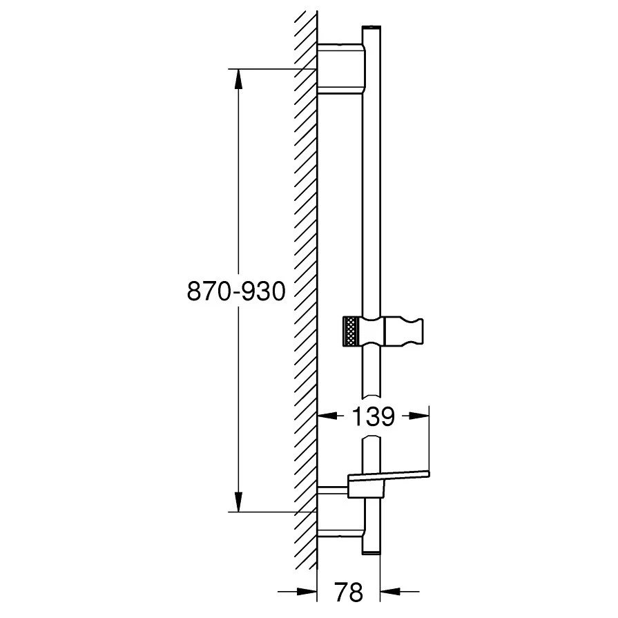 Grohe Rainshower SmartActive Bara de dus 90 cm si savoniera, crom