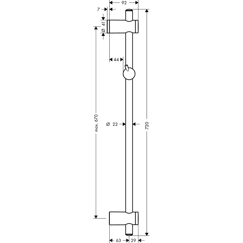 Hansgrohe Unica Reno Bara de dus 720 mm, crom