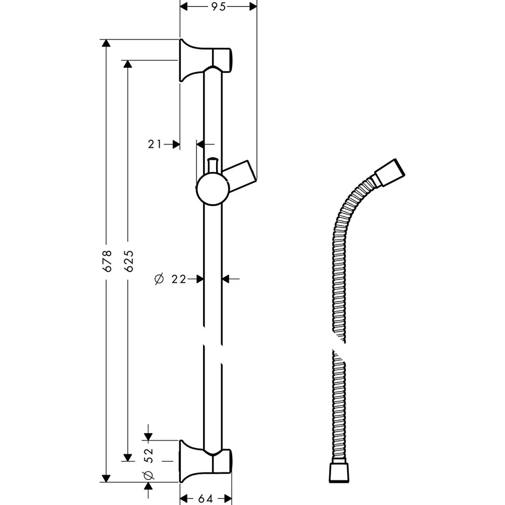Hansgrohe Unica'Classic Bara de dus 650 mm, nichel mat