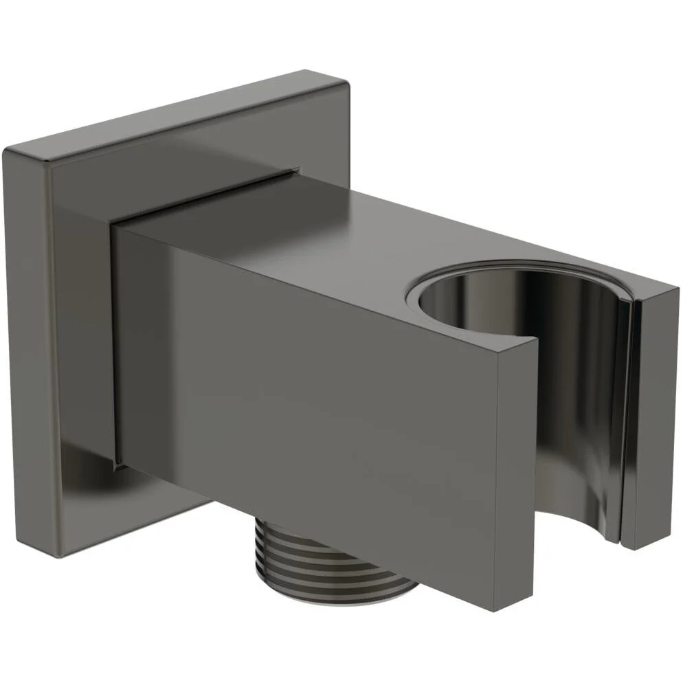 Ideal Standard IdealRain Cot racord patrat cu suport para de dus, gri lucios