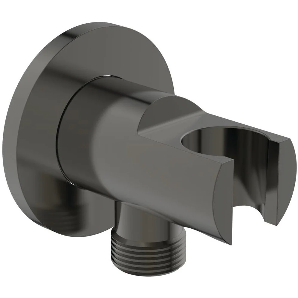 Ideal Standard IdealRain Cot racord rotund cu suport para de dus, gri lucios