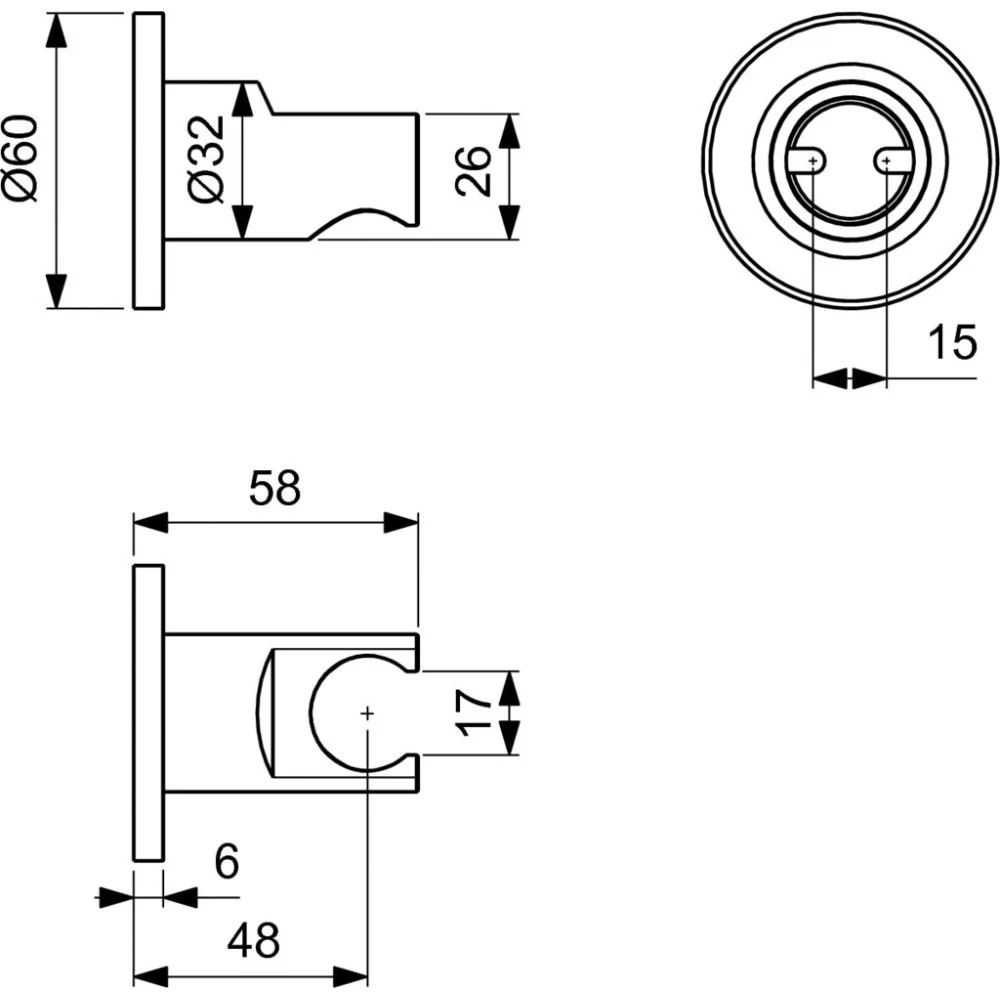 Ideal Standard IdealRain Suport rotund para de dus, gri lucios
