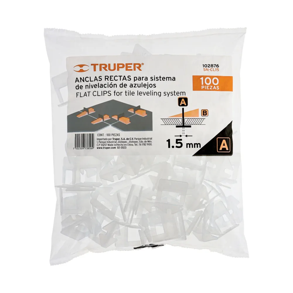 Cleme nivelare 1.5 mm, set 100 bucati, Truper