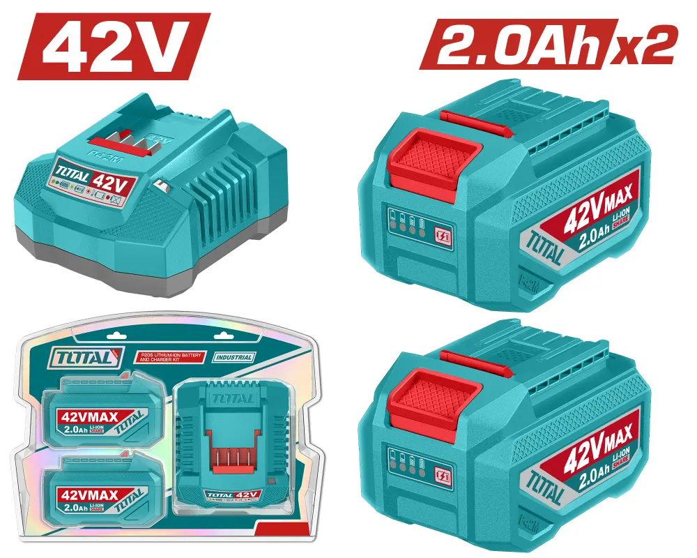 Kit 2 baterii si incarcator TOTAL 42V, Li-Ion 2.0Ah, P42M