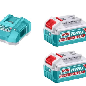 Set TOTAL 20V, 2 acumulatori Li-Ion 4Ah, incarcator inclus