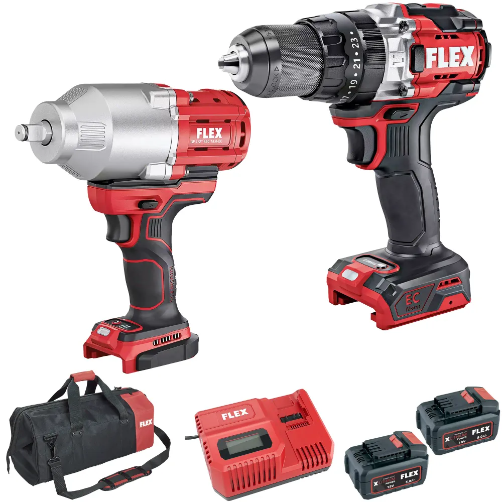 Kit combinat Flex PD 2G HD C + IW 1/2" 750 + PD 2G LD C 18V 5ah