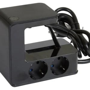 Bloc multipriza cu clipsare pe blatul biroului, 1.5m, cu intrerupator, 4 prize cu protectie, 2xUSB, Negru, MOES RevOlution...