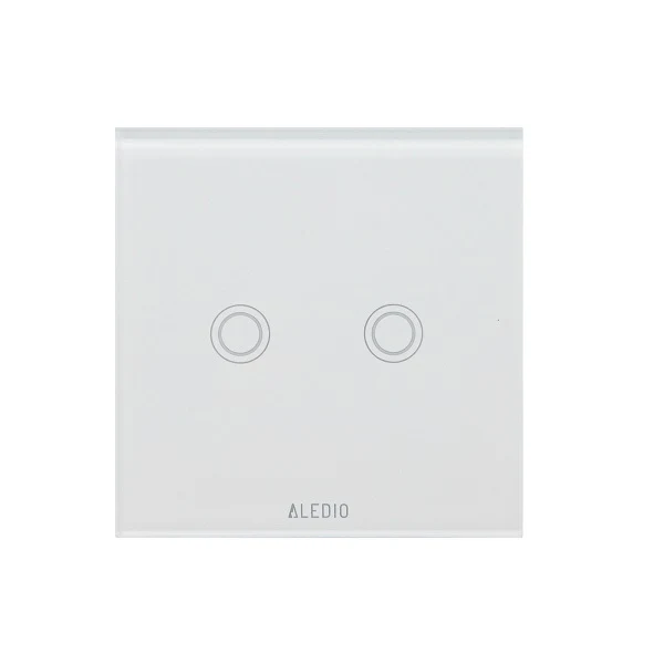 Intrerupator cap-scara dublu, cu touch, rama din sticla, alb, Aledio A2G2WA