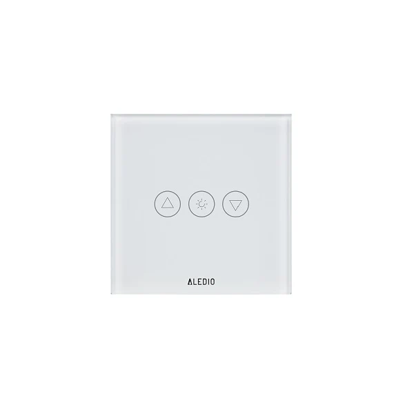 Intrerupator inteligent dimabil, cu touch, rama din sticla, WiFi, alb, Aledio A1VWFA