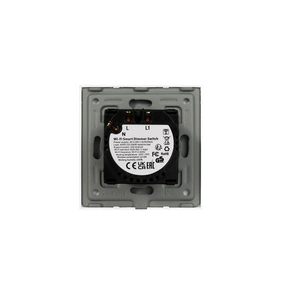 Intrerupator inteligent dimabil, cu touch, rama din sticla, WiFi, alb, Aledio A1VWFA