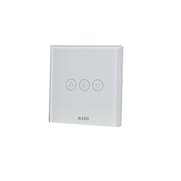 Intrerupator inteligent dimabil, cu touch, rama din sticla, WiFi, alb, Aledio A1VWFA