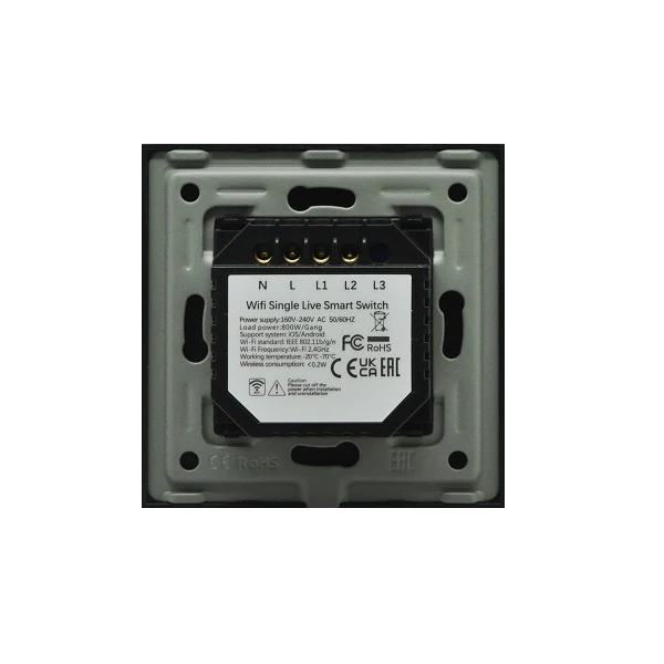 Intrerupator inteligent dublu, cu touch, rama din sticla, WiFi, alb, Aledio A02WFA