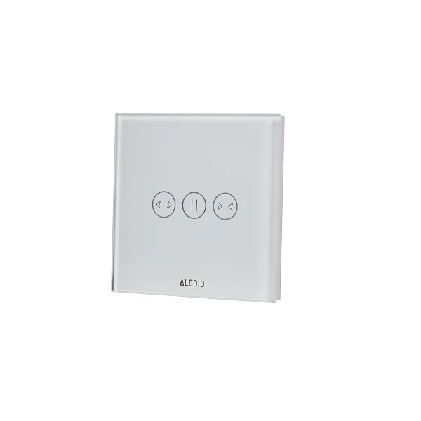 Intrerupator inteligent pentru jaluzele, cu touch, rama din sticla, WiFi, alb, Aledio A1DWFA