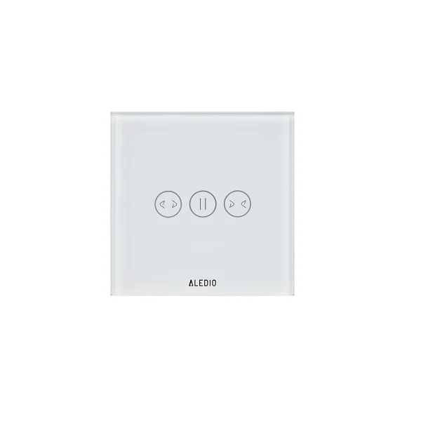Intrerupator inteligent pentru jaluzele, cu touch, rama din sticla, WiFi, alb, Aledio A1DWFA