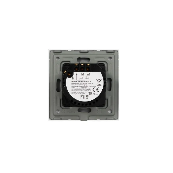 Intrerupator inteligent pentru jaluzele, cu touch, rama din sticla, WiFi, alb, Aledio A1DWFA