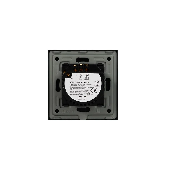 Intrerupator inteligent pentru jaluzele, cu touch, rama din sticla, WiFi, negru, Aledio A1DWFN