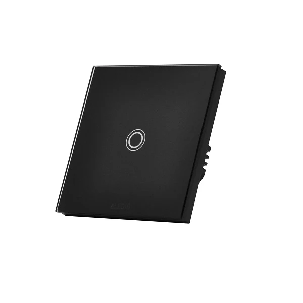 Intrerupator simplu, cu touch, rama din sticla, negru, Aledio A1G1WN
