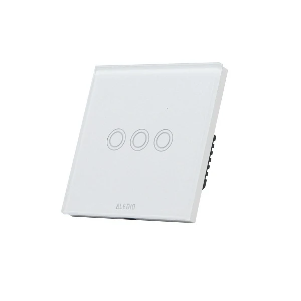 Intrerupator triplu, cu touch, rama din sticla, alb, Aledio A3G1WA