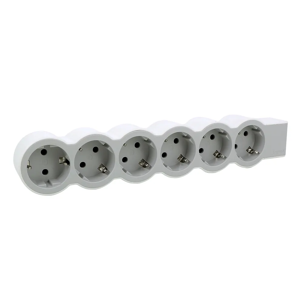 Prelungitor electric, fara cordon, 6 prize cu protectie, Alb/Gri deschis, MOES RevOlution 694579