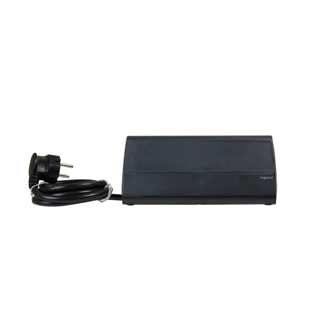 Prelungitor electric cu suport tableta, 1.5m, 3 prize cu protectie, 2xUSB, Negru, MOES RevOlution 694811