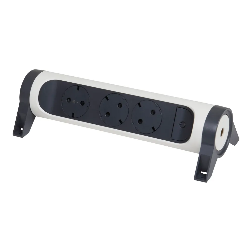 Prelungitor rotativ, fara cordon, 3 prize cu protectie, cu intrerupator, Alb/Gri inchis, MOES RevOlution 694543