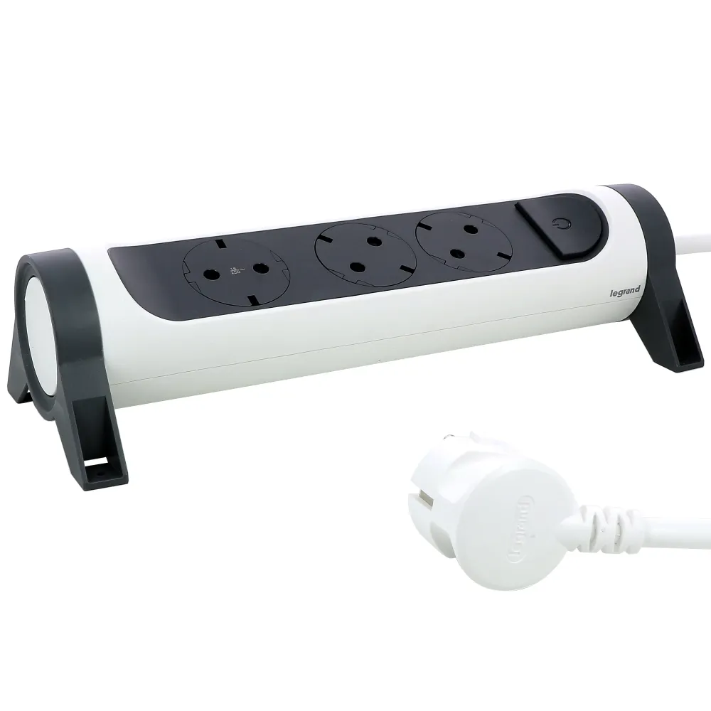 Prelungitor rotativ, 5m, 3 prize cu protectie, cu intrerupator, Alb/Gri inchis, MOES RevOlution 694541