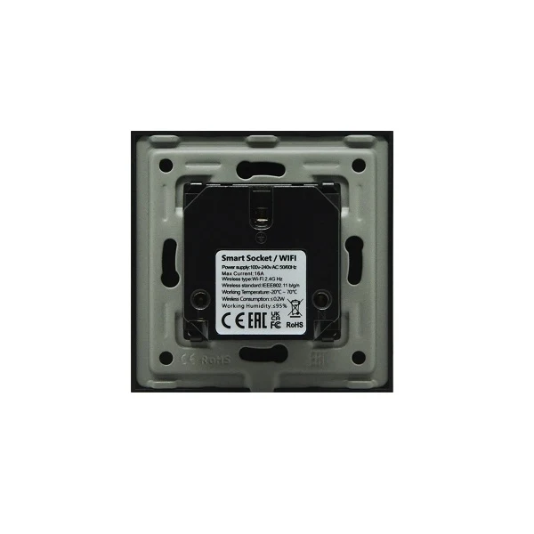 Priza inteligenta simpla, standard german, 2P+T, rama din sticla, 16A, WiFi, negru, Aledio A1PWFN