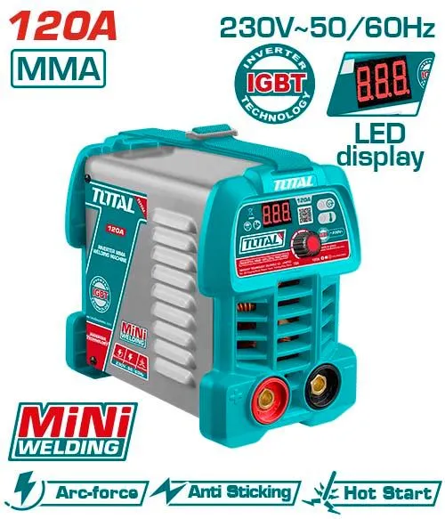 Aparat sudura TOTAL MMA 120A, invertor IGBT, 230V, electrozi 3.2 mm, LED
