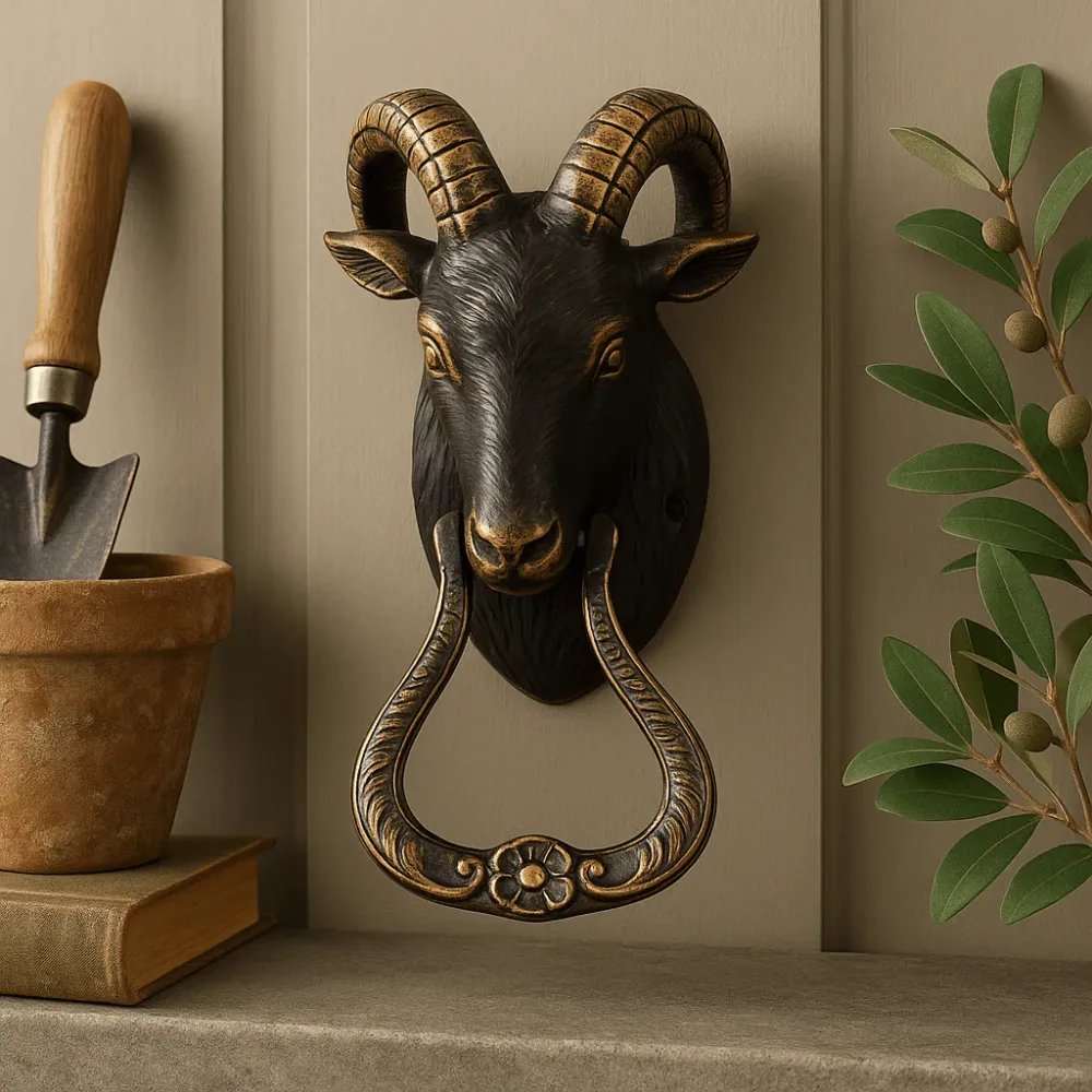 Cap de capră, sonerie de ușă mare din metal