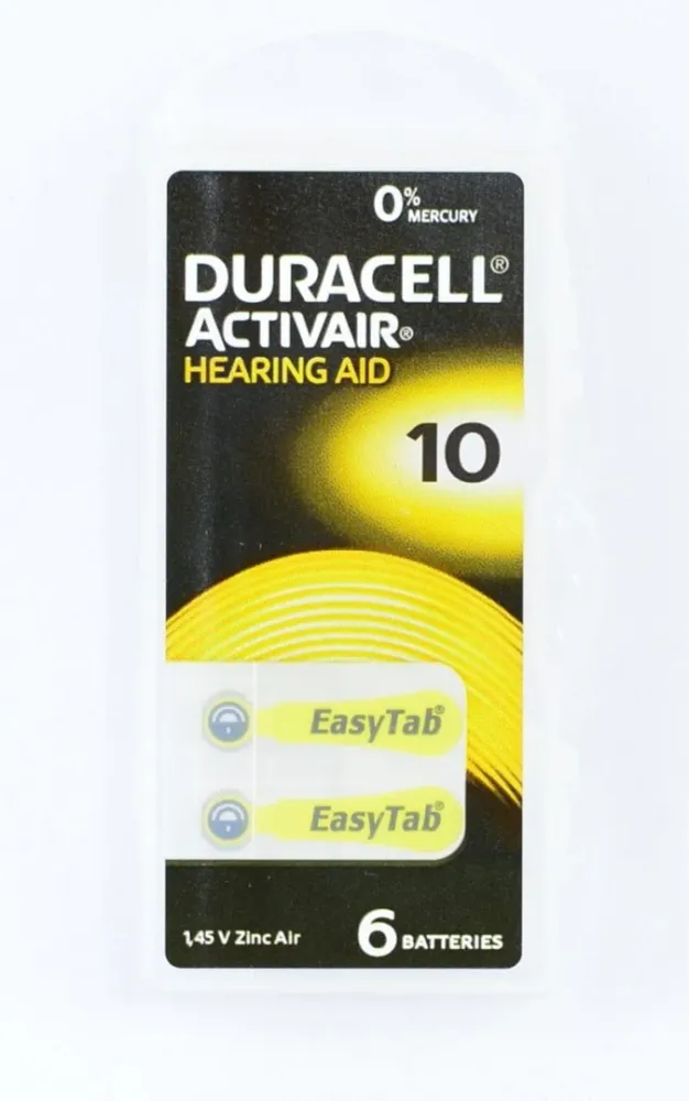 Baterii Auditive Duracell PR10 – Set de 6 Bucăți pentru Aparate Auditive și Dispozitive Auditice