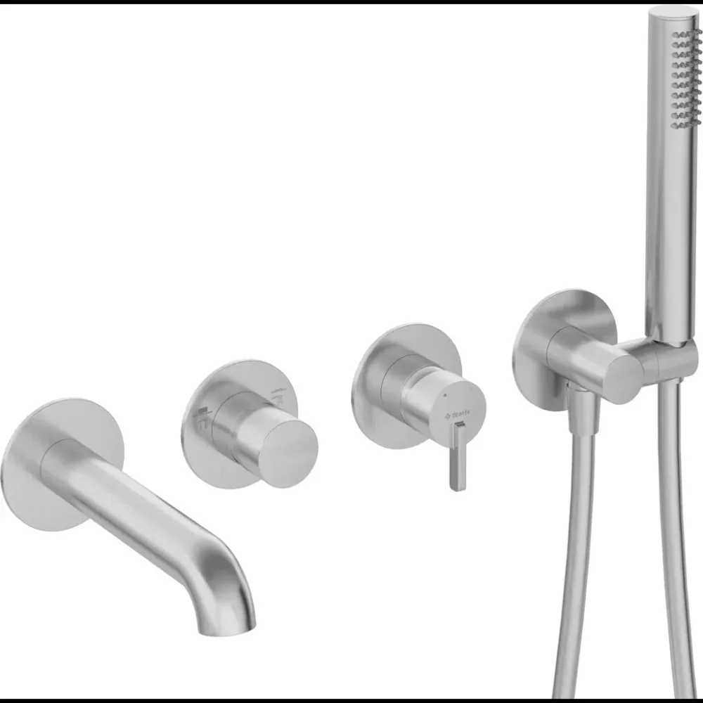 Deante Silia Baterie cada si dus monocomanda incastrat cu 4 orificii si set de dus, inox