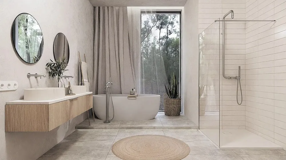 Deante Silia Baterie cada freestanding, inox