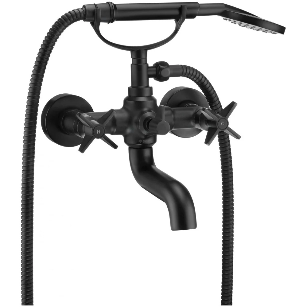 Deante Temisto Nero Baterie cada dus dubla comanda cu set dus, negru mat