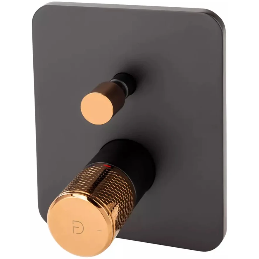 FDesign Ardesie Baterie cada dus incastrata, negru mat/rose gold
