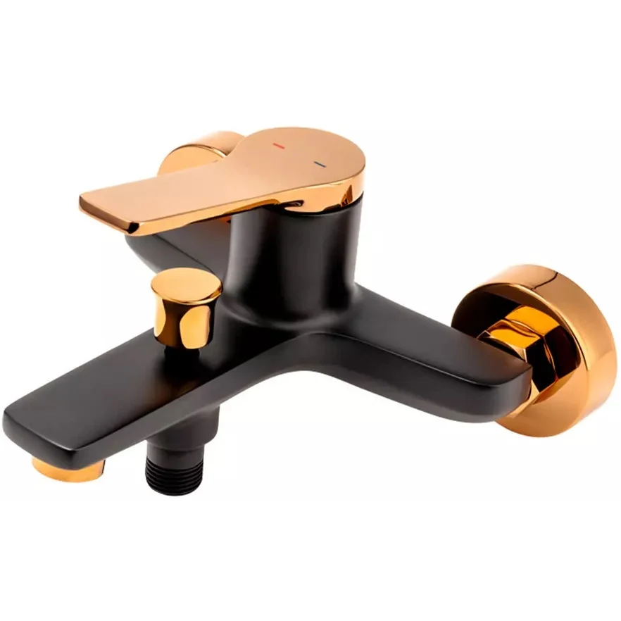 FDesign Seppia Baterie cada dus monocomanda, negru mat/rose gold