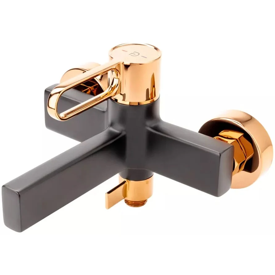 FDesign Zaffiro Baterie cada dus monocomanda, negru mat/rose gold