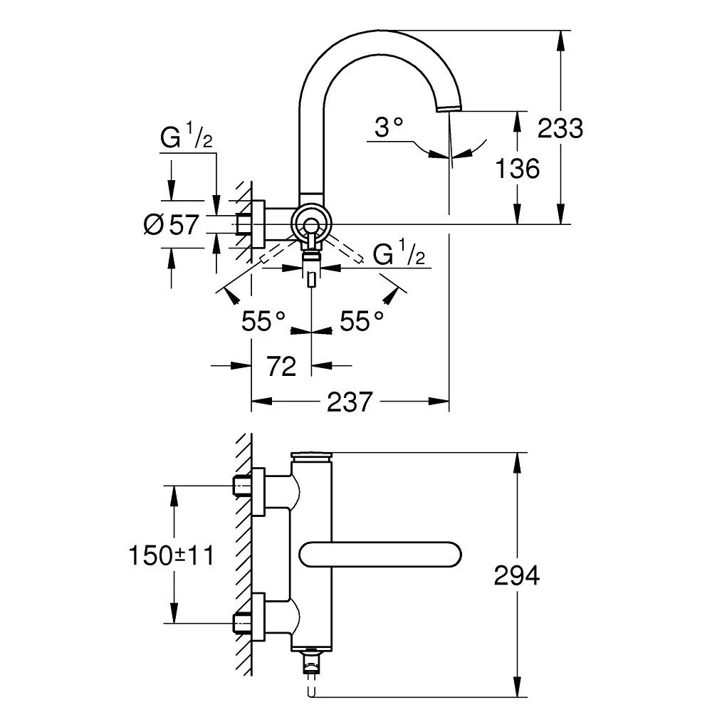 Grohe Atrio Baterie cada dus, antracit mat (brushed hard graphite)