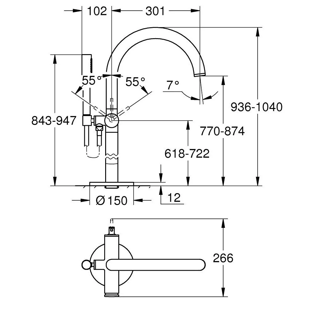 Grohe Atrio Baterie cada freestanding, auriu