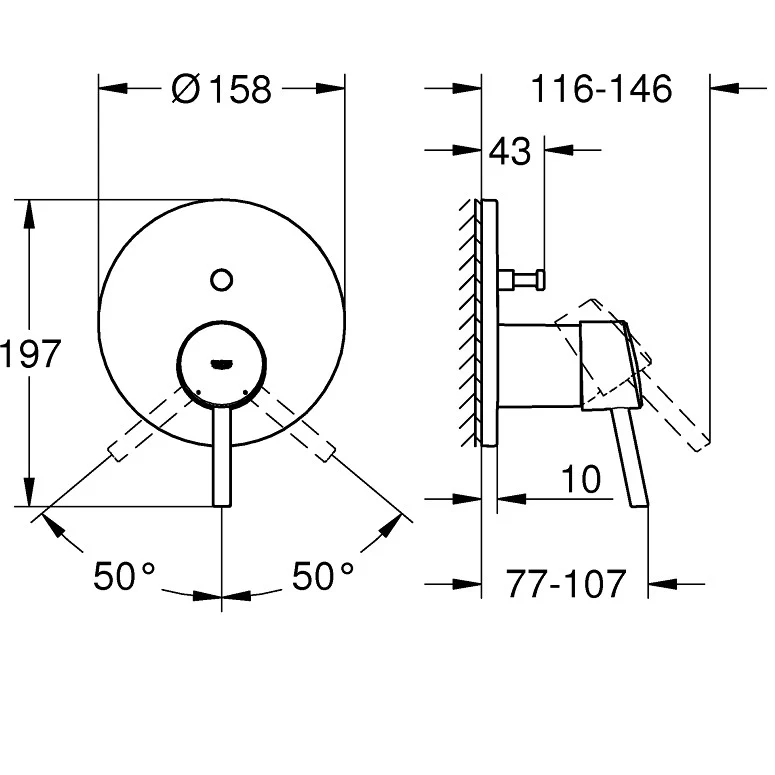 Grohe Concetto Baterie cada dus monocomanda incastrata, crom