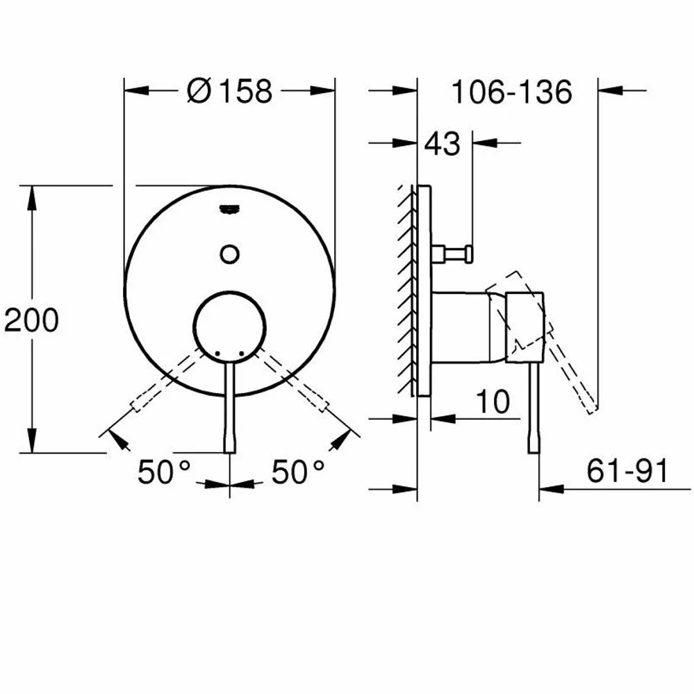 Grohe Essence Baterie cada dus incastrata, cupru mat (brushed warm sunset)