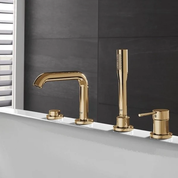 Grohe Essence Baterie cada dus monocomanda cu set dus, montaj pe cada, auriu (cool sunrise)