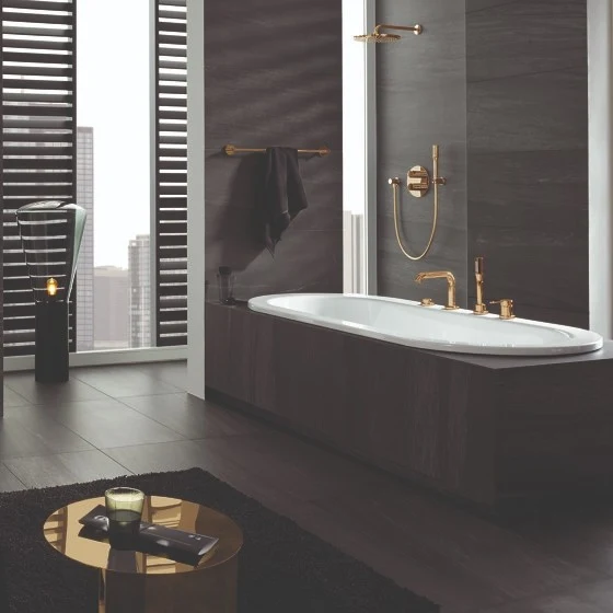 Grohe Essence Baterie cada dus monocomanda cu set dus, montaj pe cada, auriu (cool sunrise)