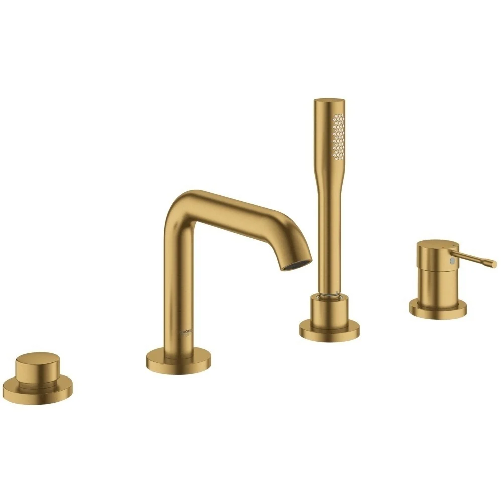 Grohe Essence Baterie cada dus cu set dus, montaj pe cada, auriu mat (brushed cool sunrise)