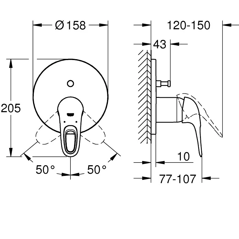 Grohe Eurostyle Baterie cada dus monocomanda incastrata, alb