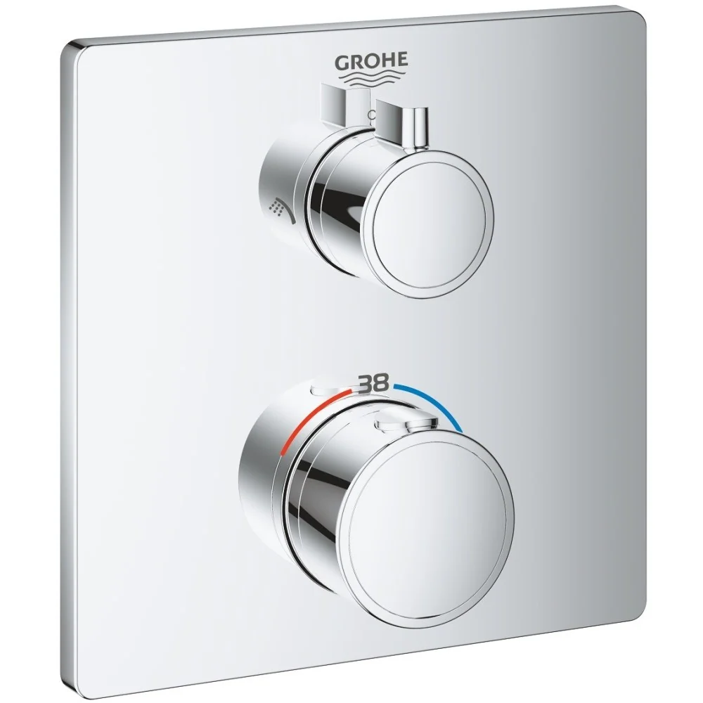 Grohe Grohtherm Baterie cada dus cu termostat si 2 iesiri, patrata, crom