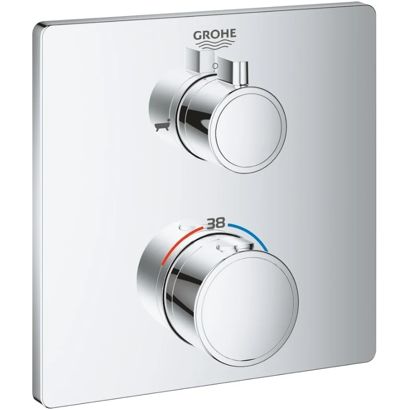 Grohe Grohtherm Baterie cada dus cu termostat, 2 iesiri, patrata, crom