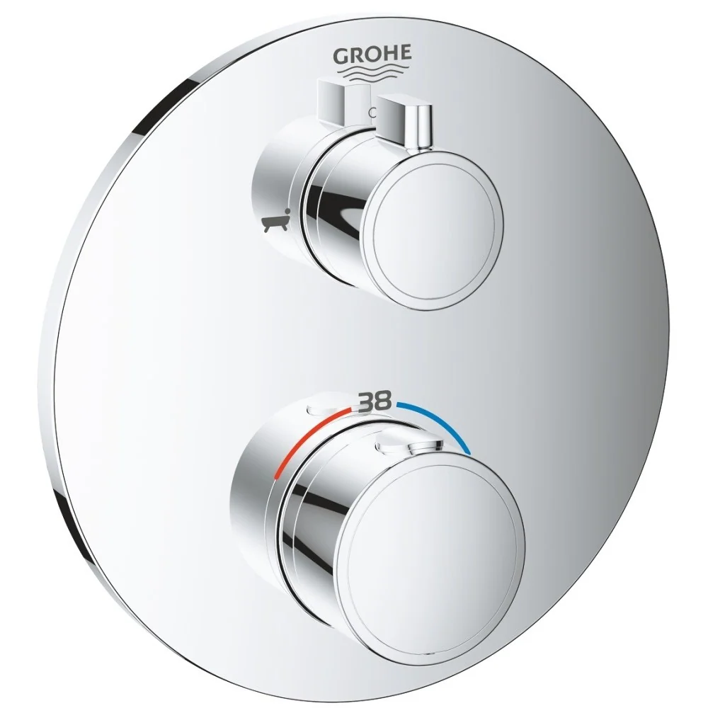 Grohe Grohtherm Baterie cada dus cu termostat, 2 iesiri, rotunda, crom