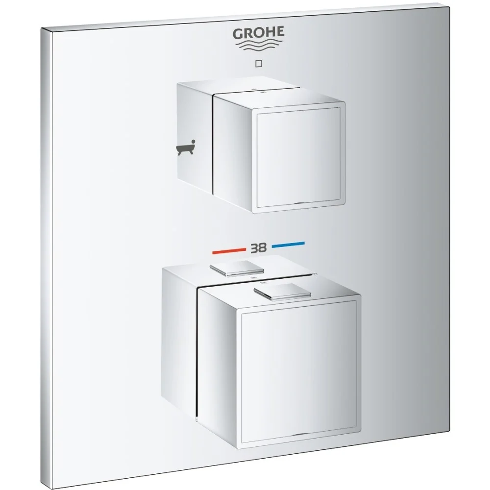 Grohe Grohtherm Cube Baterie cada dus cu termostat incastrata, 2 iesiri, crom