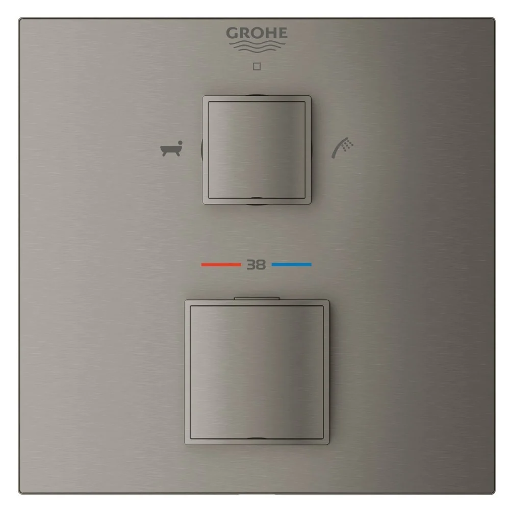 Grohe Grohtherm Cube Baterie cada dus cu termostat, 2 iesiri, antracit mat (brushed hard graphite)